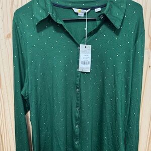 Boden Womens 20/22 Gold Metallic Gold Polka Dot Button Shirt